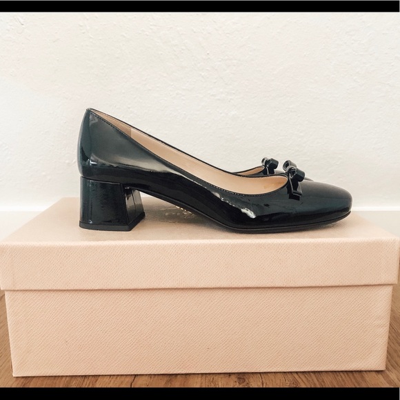 prada block heel pumps
